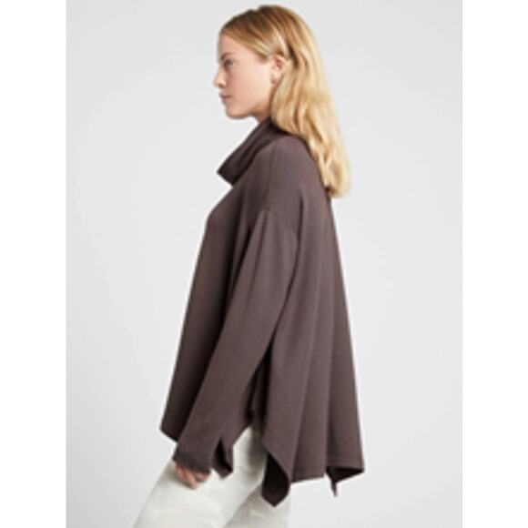 Athleta Ethereal Brushed Funnel Neck Sweatshirt in Shale Women's M Oversized - Picture 3 of 12